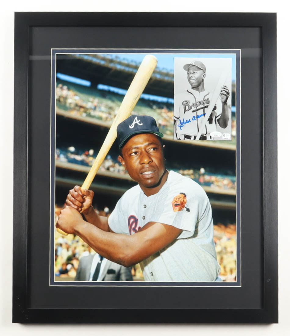 Hank Aaron Signed Braves Custom Framed Photo Display (JSA) at PristineAuction.com Hank Aaron Signed Braves Custom Framed Photo Display (JSA) at PristineAuction.com