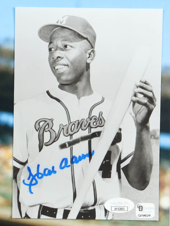 Hank Aaron Signed Braves Custom Framed Photo Display (JSA) at PristineAuction.com Hank Aaron Signed Braves Custom Framed Photo Display (JSA) at PristineAuction.com