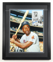 Hank Aaron Signed Braves Custom Framed Photo Display (JSA) at PristineAuction.com