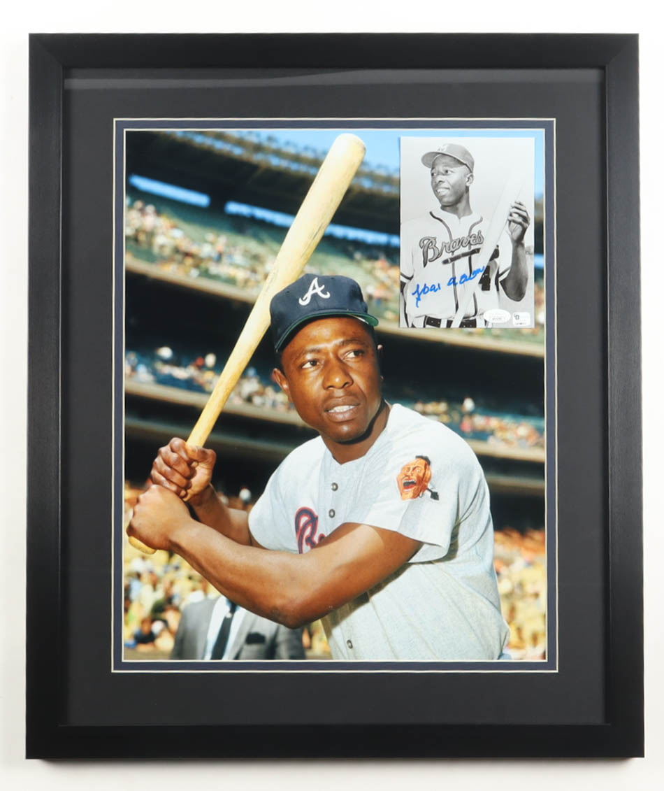 Hank Aaron Signed Braves Custom Framed Photo Display (JSA) at PristineAuction.com Hank Aaron Signed Braves Custom Framed Photo Display (JSA) at PristineAuction.com