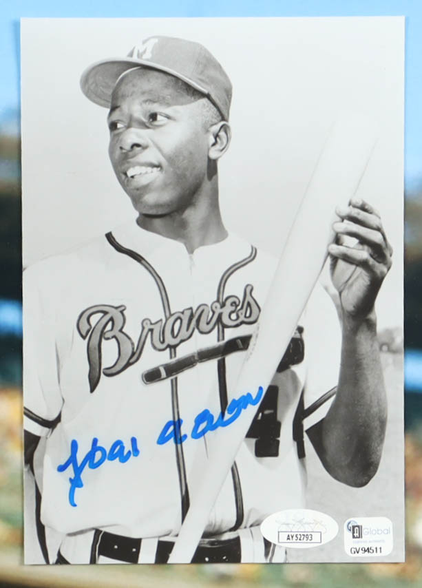 Hank Aaron Signed Braves Custom Framed Photo Display (JSA) at PristineAuction.com Hank Aaron Signed Braves Custom Framed Photo Display (JSA) at PristineAuction.com