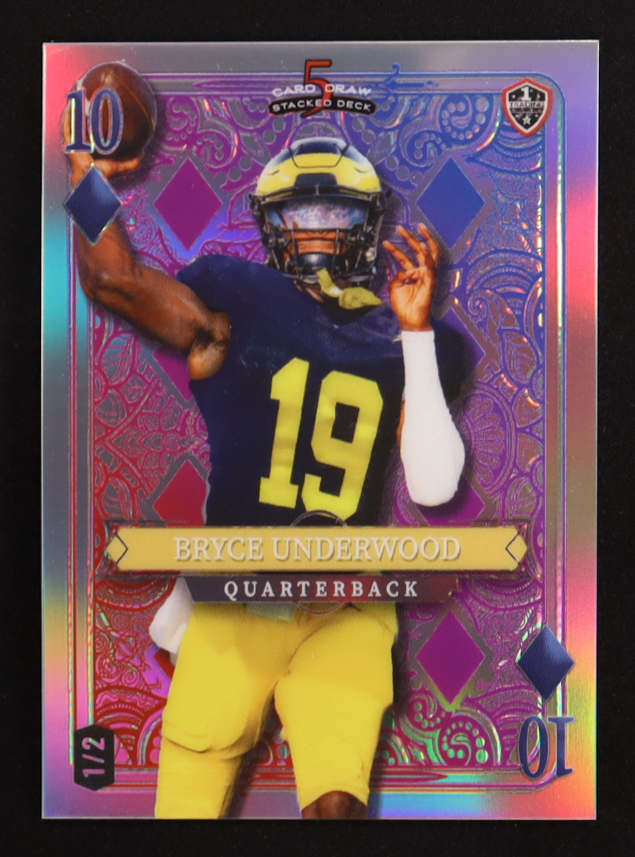 Bryce Underwood 2024 Wild Card 5 Card Draw Stacked Deck 10 Rainbow #BUN #1/2 at PristineAuction.com Bryce Underwood 2024 Wild Card 5 Card Draw Stacked Deck 10 Rainbow #BUN #1/2 at PristineAuction.com