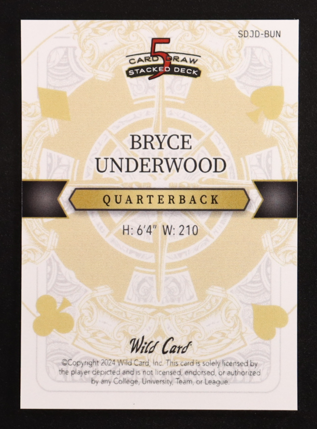 Bryce Underwood 2024 Wild Card 5 Card Draw Stacked Deck 10 Rainbow #BUN #1/2 at PristineAuction.com Bryce Underwood 2024 Wild Card 5 Card Draw Stacked Deck 10 Rainbow #BUN #1/2 at PristineAuction.com
