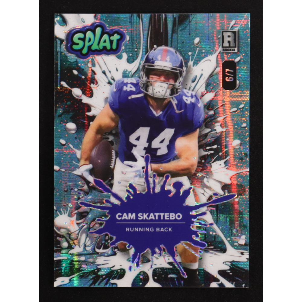 Cam Skattebo 2025 Wild Card Splat Teal Scotch Plaid Background2 #CS #6/7 RC at PristineAuction.com
