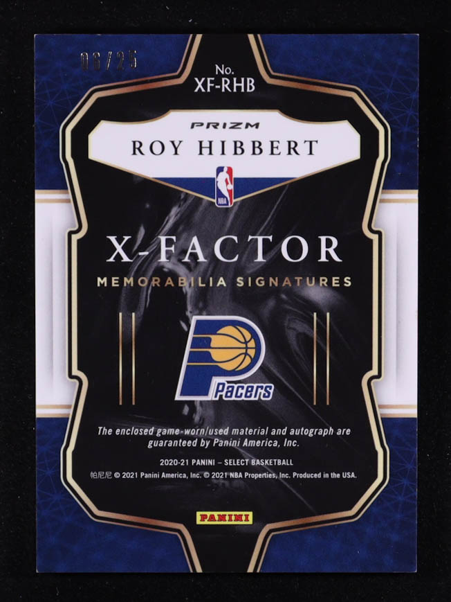 Roy Hibbert 2020-21 Panini Select X-Factor Memorabilia Signatures #XF-RHB #06/25 at PristineAuction.com Roy Hibbert 2020-21 Panini Select X-Factor Memorabilia Signatures #XF-RHB #06/25 at PristineAuction.com