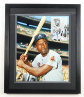 Hank Aaron Signed Braves Custom Framed Photo Display (JSA) at PristineAuction.com