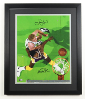 Magic Johnson & Larry Bird Signed Custom Framed Photo Display (Beckett) at PristineAuction.com