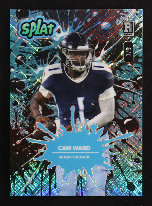 Cam Ward 2025 Wild Card Splat Teal Cross Hatch Background1 #CW #7/9 RC at PristineAuction.com Cam Ward 2025 Wild Card Splat Teal Cross Hatch Background1 #CW #7/9 RC at PristineAuction.com