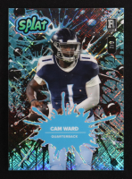 Cam Ward 2025 Wild Card Splat Teal Cross Hatch Background1 #CW #7/9 RC at PristineAuction.com