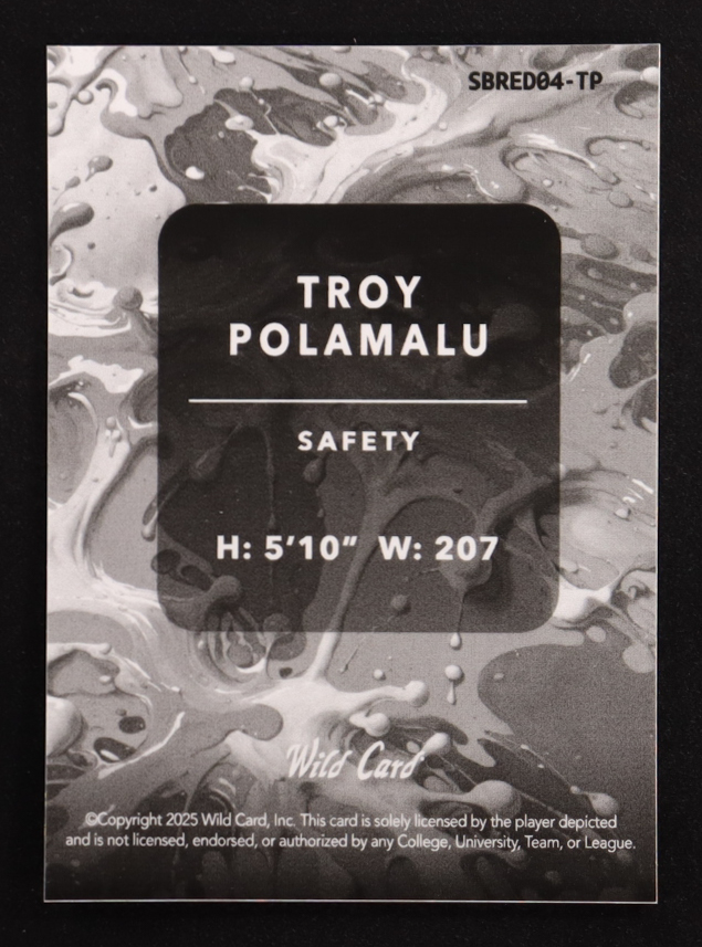 Troy Polamalu 2025 Wild Card Splat Red Island Background4 #TP #5/6 at PristineAuction.com Troy Polamalu 2025 Wild Card Splat Red Island Background4 #TP #5/6 at PristineAuction.com