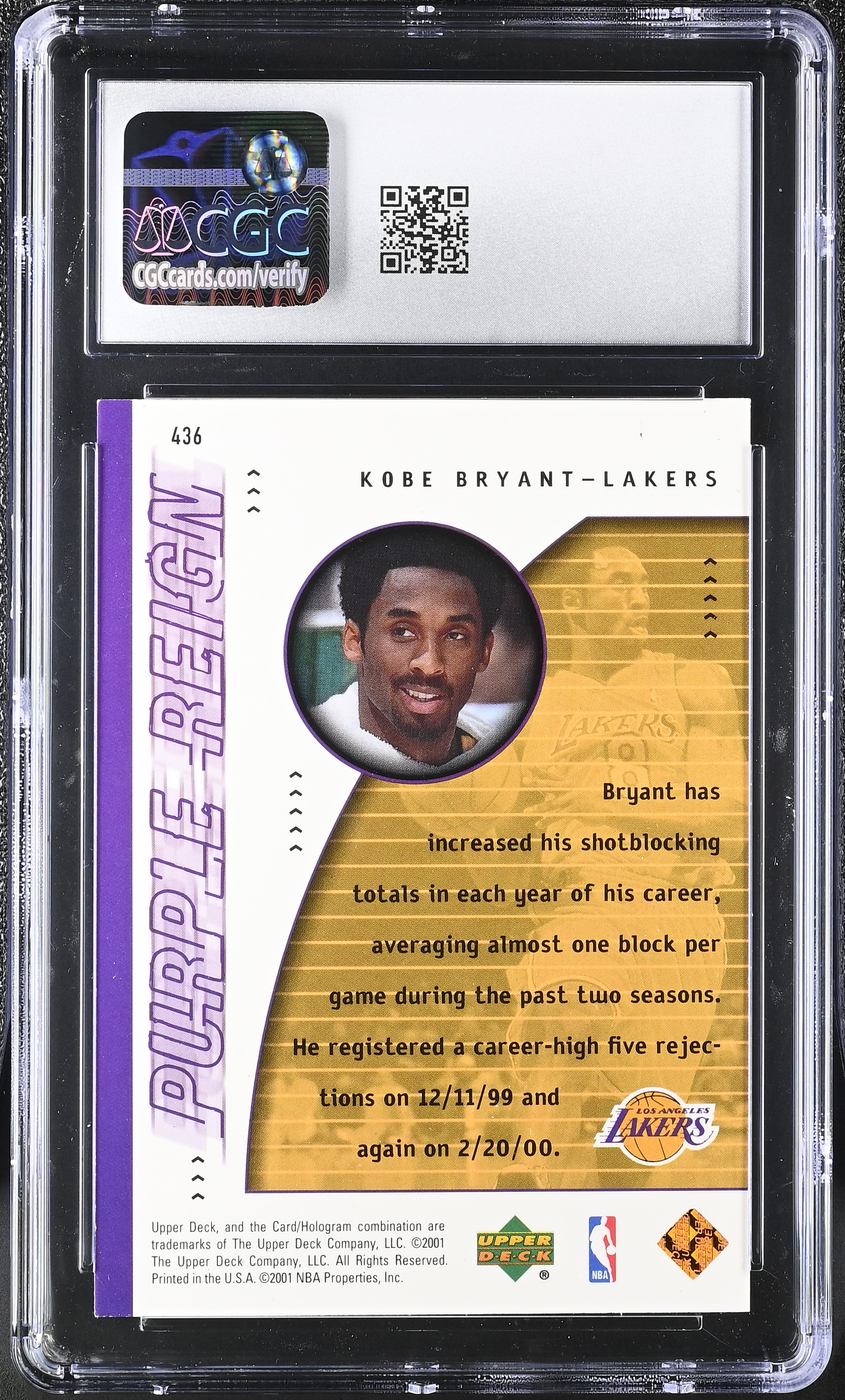 Kobe Bryant 2000-01 Upper Deck #436 (CGC 8) at PristineAuction.com Kobe Bryant 2000-01 Upper Deck #436 (CGC 8) at PristineAuction.com