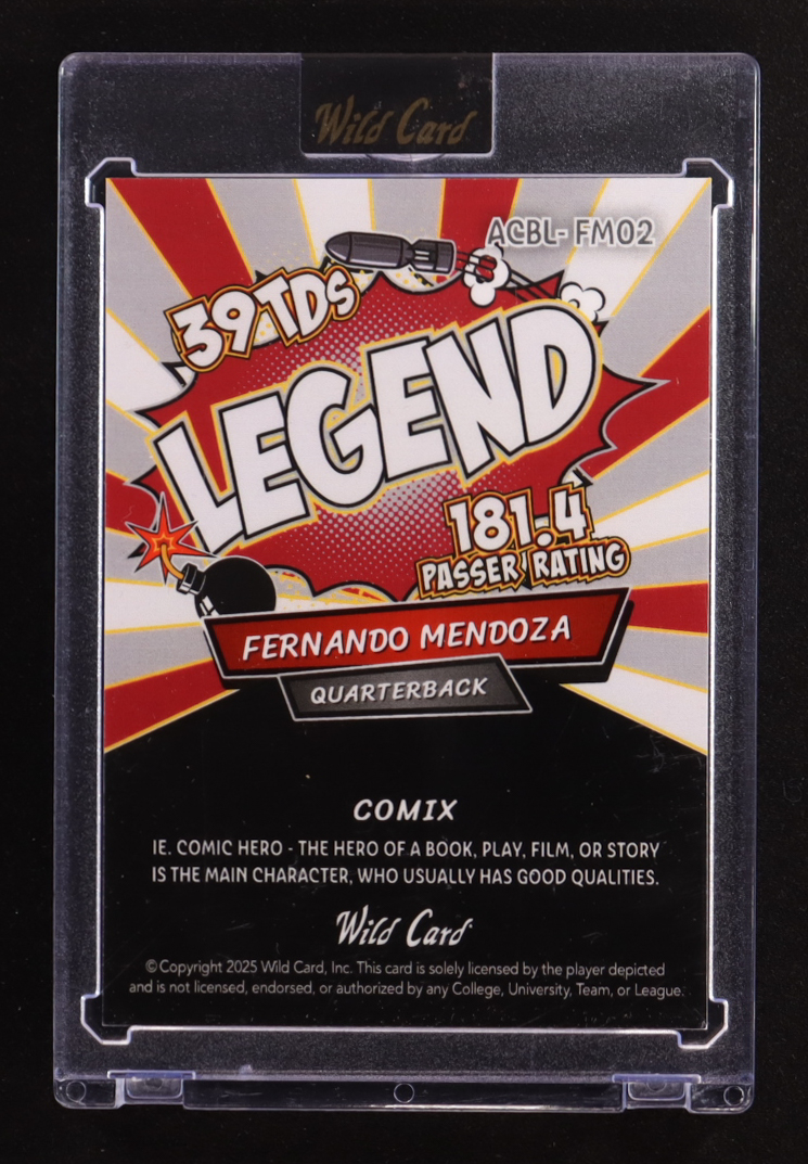 Fernando Mendoza 2025 Wild Card Comix Legend Kaleidoscope #FM02 #1/1 RC at PristineAuction.com Fernando Mendoza 2025 Wild Card Comix Legend Kaleidoscope #FM02 #1/1 RC at PristineAuction.com