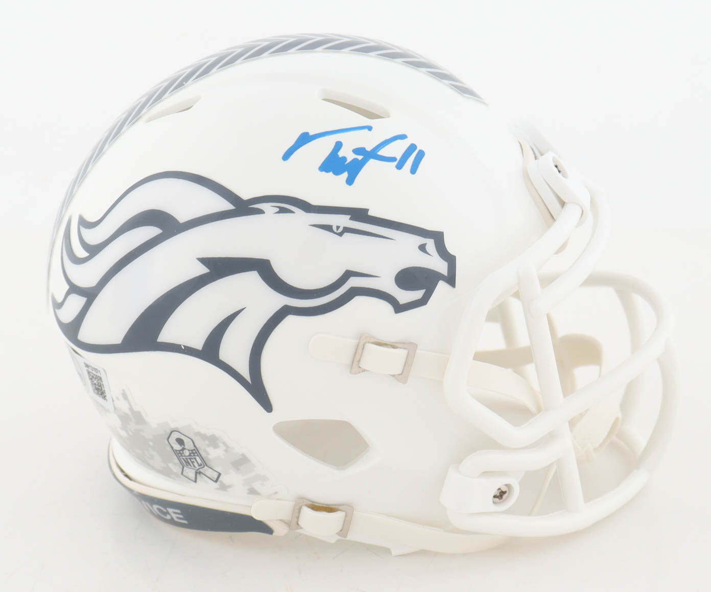 Troy Franklin Signed Broncos Salute to Service Alternate Speed Mini Helmet (Beckett) at PristineAuction.com Troy Franklin Signed Broncos Salute to Service Alternate Speed Mini Helmet (Beckett) at PristineAuction.com