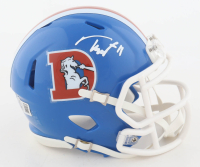 Troy Franklin Signed Broncos Throwback Alternate Speed Mini Helmet (Beckett) at PristineAuction.com