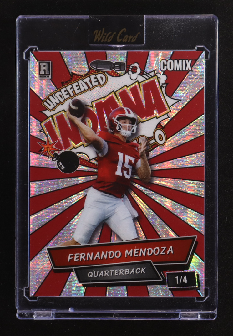 Fernando Mendoza 2025 Wild Card Comix Indiana Disco Ball #FM03 #1/4 RC at PristineAuction.com Fernando Mendoza 2025 Wild Card Comix Indiana Disco Ball #FM03 #1/4 RC at PristineAuction.com