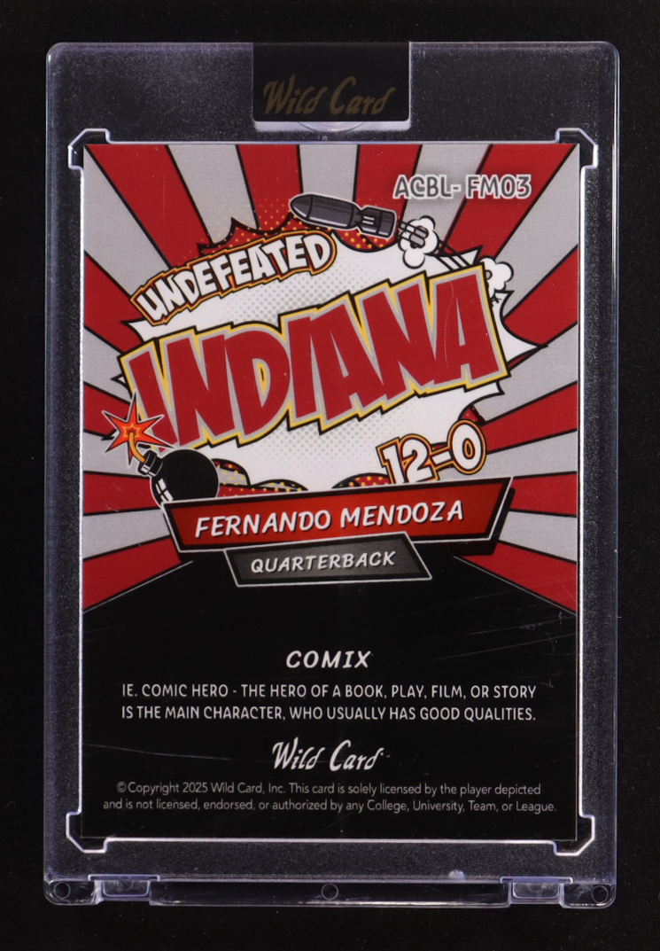 Fernando Mendoza 2025 Wild Card Comix Indiana Disco Ball #FM03 #1/4 RC at PristineAuction.com Fernando Mendoza 2025 Wild Card Comix Indiana Disco Ball #FM03 #1/4 RC at PristineAuction.com