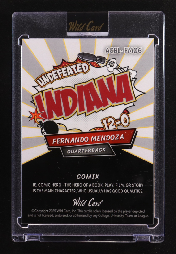 Fernando Mendoza 2025 Wild Card Comix Indiana Circles #FM06 #1/1 RC at PristineAuction.com Fernando Mendoza 2025 Wild Card Comix Indiana Circles #FM06 #1/1 RC at PristineAuction.com
