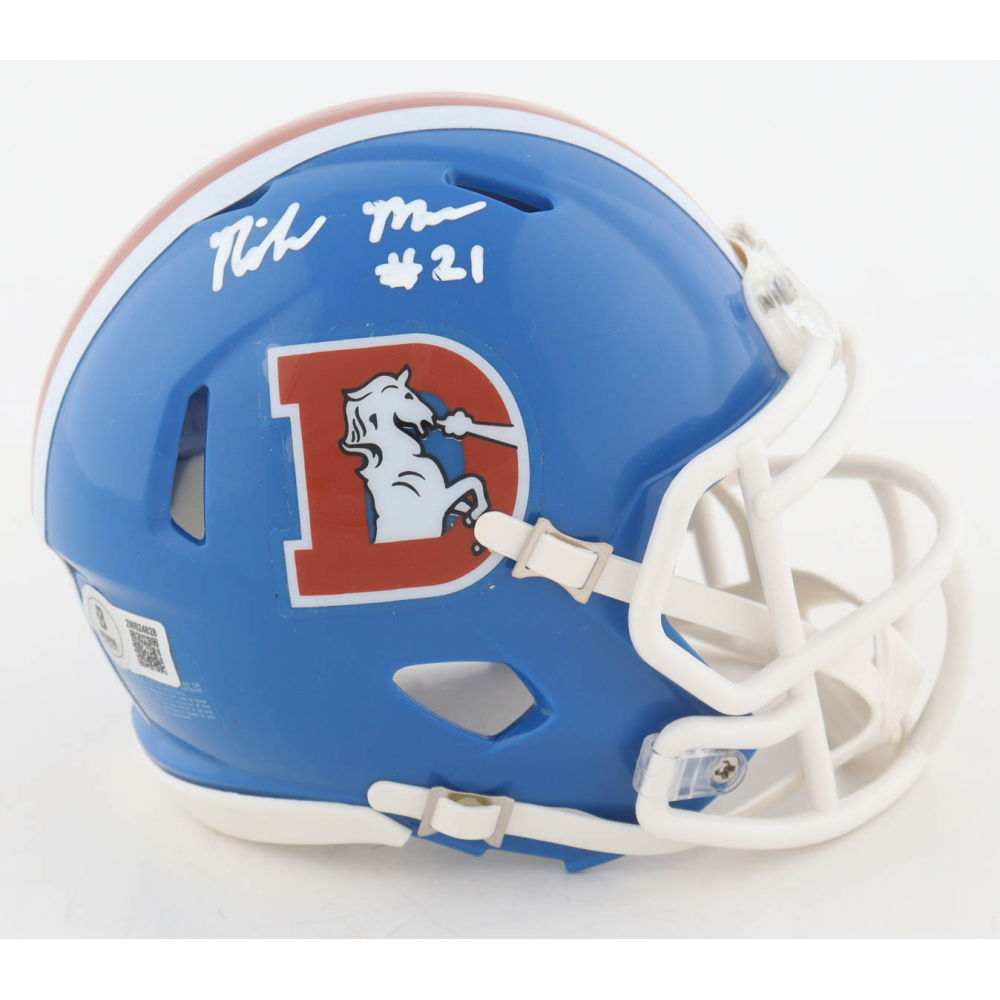 Riley Moss Signed Broncos Throwback Alternate Speed Mini Helmet (Beckett) at PristineAuction.com