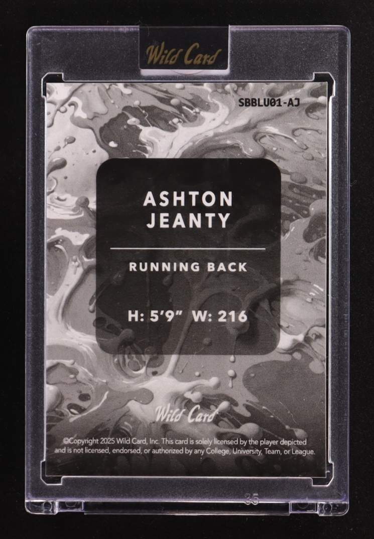 Ashton Jeanty 2025 Wild Card Splat Blue1 Kaleidoscope #AJ #6/10 RC at PristineAuction.com Ashton Jeanty 2025 Wild Card Splat Blue1 Kaleidoscope #AJ #6/10 RC at PristineAuction.com
