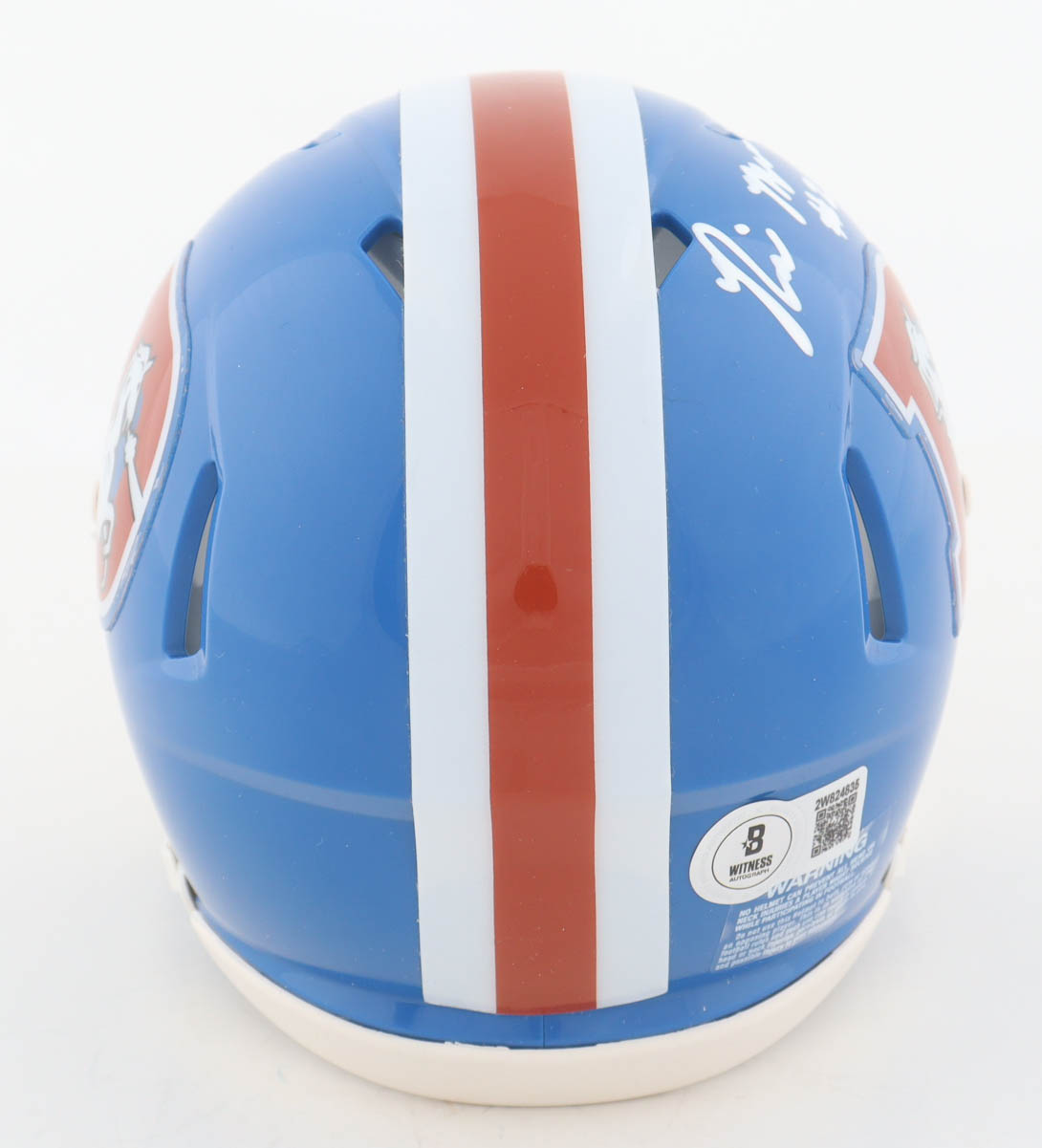 Riley Moss Signed Broncos Throwback Alternate Speed Mini Helmet (Beckett) at PristineAuction.com Riley Moss Signed Broncos Throwback Alternate Speed Mini Helmet (Beckett) at PristineAuction.com