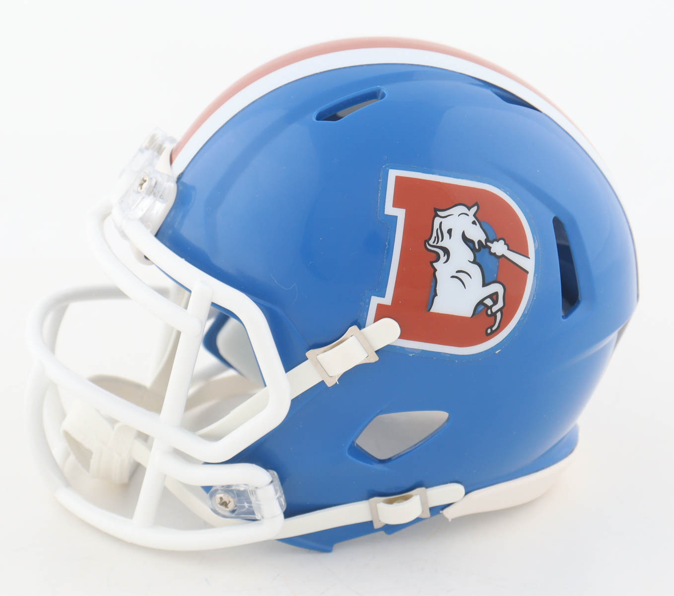 Riley Moss Signed Broncos Throwback Alternate Speed Mini Helmet (Beckett) at PristineAuction.com Riley Moss Signed Broncos Throwback Alternate Speed Mini Helmet (Beckett) at PristineAuction.com