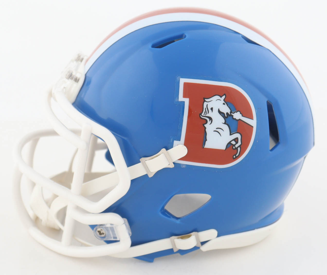 Riley Moss Signed Broncos Throwback Alternate Speed Mini Helmet (Beckett) at PristineAuction.com Riley Moss Signed Broncos Throwback Alternate Speed Mini Helmet (Beckett) at PristineAuction.com