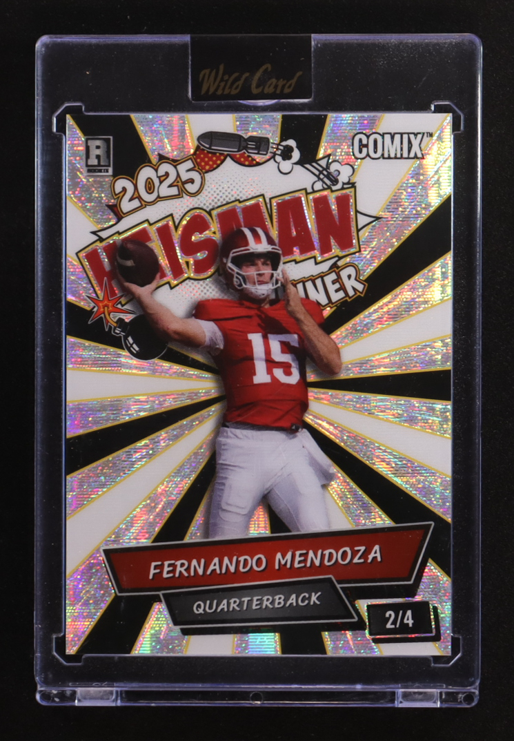 Fernando Mendoza 2025 Wild Card Comix Heisman Disco Ball #FM07 #2/4 RC at PristineAuction.com Fernando Mendoza 2025 Wild Card Comix Heisman Disco Ball #FM07 #2/4 RC at PristineAuction.com
