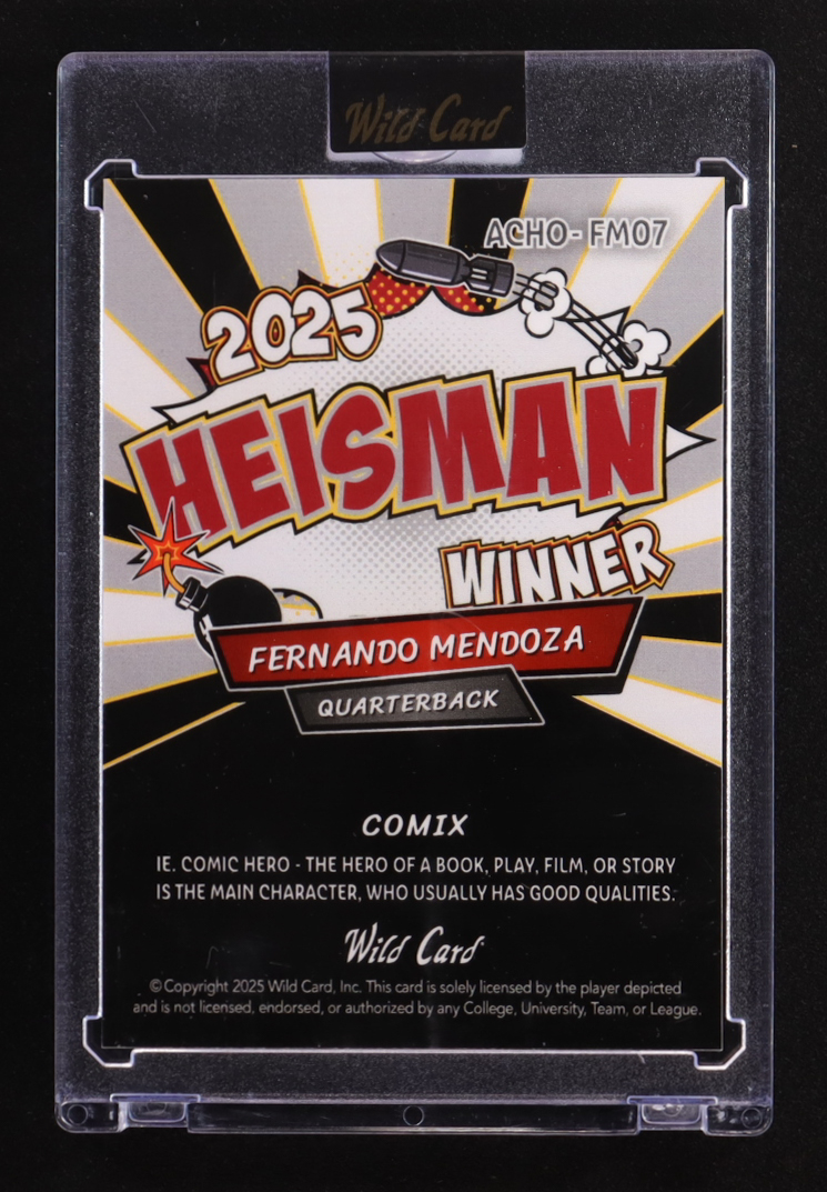 Fernando Mendoza 2025 Wild Card Comix Heisman Disco Ball #FM07 #2/4 RC at PristineAuction.com Fernando Mendoza 2025 Wild Card Comix Heisman Disco Ball #FM07 #2/4 RC at PristineAuction.com