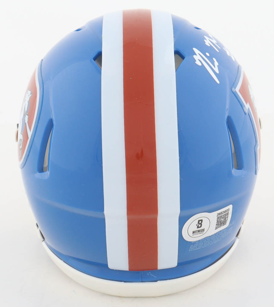 Riley Moss Signed Broncos Throwback Alternate Speed Mini Helmet (Beckett) at PristineAuction.com Riley Moss Signed Broncos Throwback Alternate Speed Mini Helmet (Beckett) at PristineAuction.com
