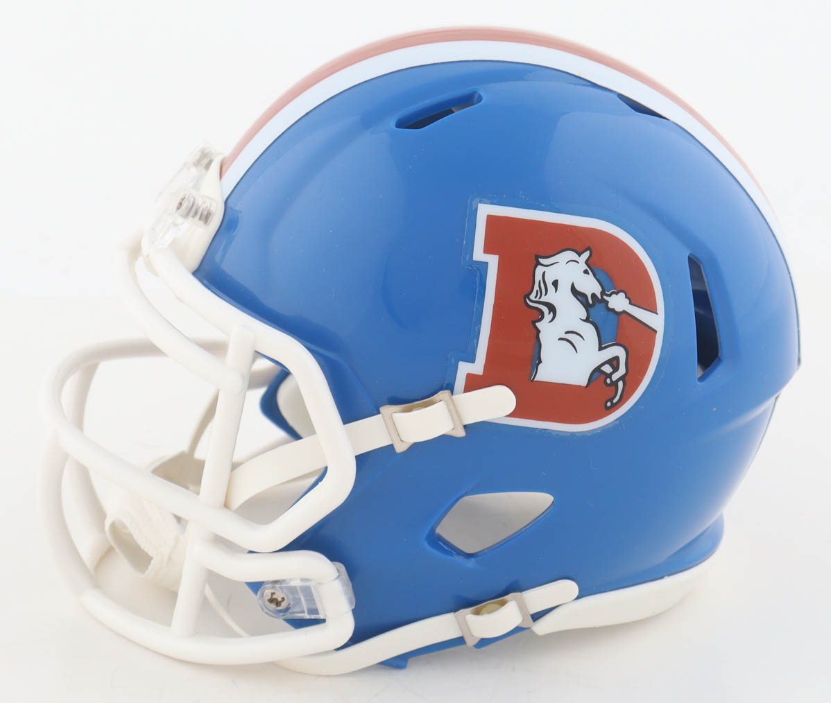 Riley Moss Signed Broncos Throwback Alternate Speed Mini Helmet (Beckett) at PristineAuction.com Riley Moss Signed Broncos Throwback Alternate Speed Mini Helmet (Beckett) at PristineAuction.com