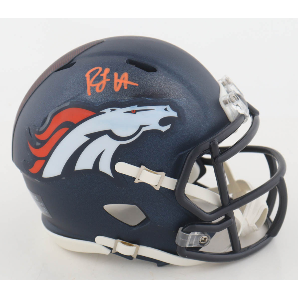 RJ Harvey Signed Broncos Speed Mini Helmet (JSA) at PristineAuction.com