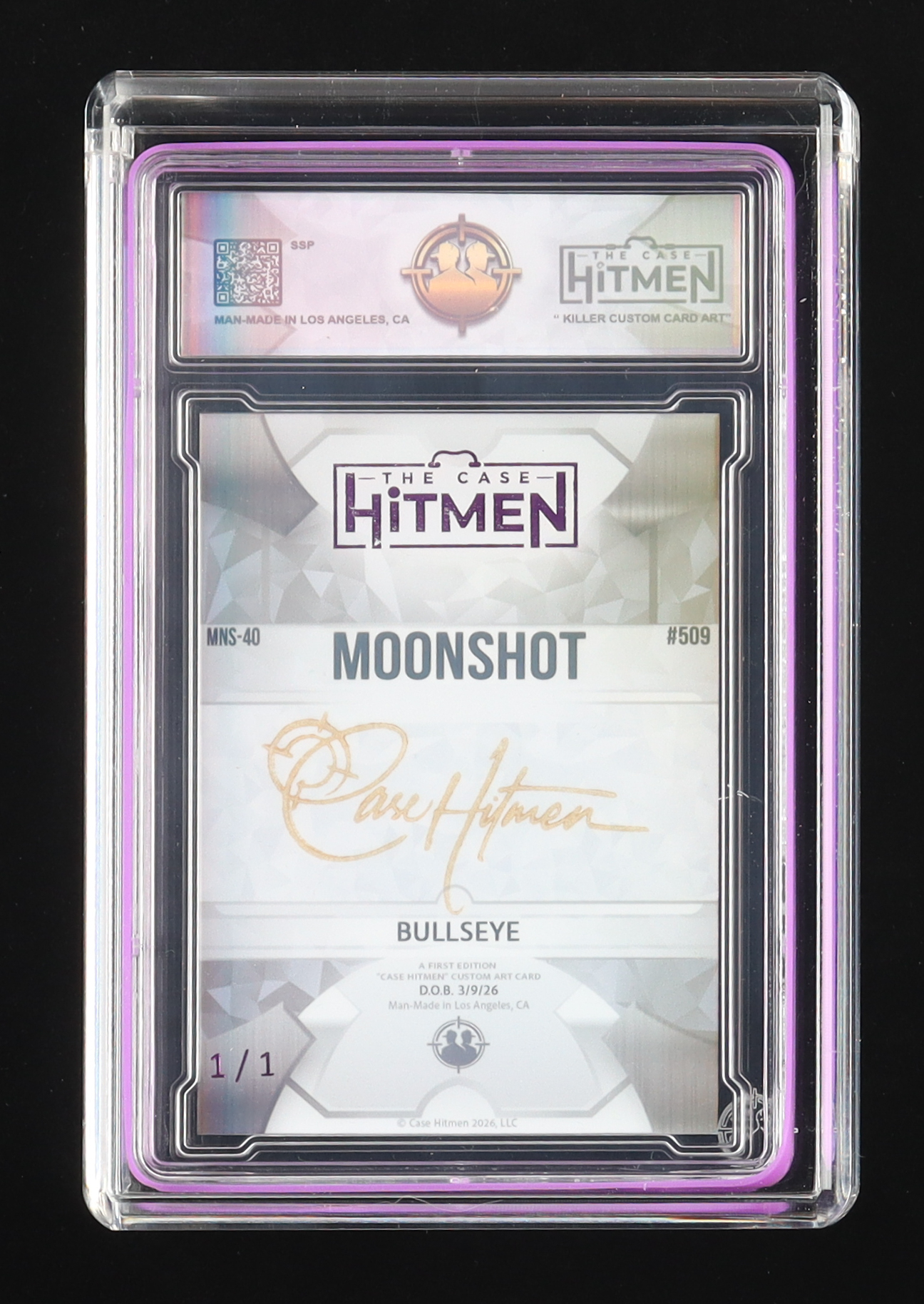 Victor Wembanyama The Case HitMen Moonshot Bullseye #1/1 Art Card with Display Case & (2) Coins at PristineAuction.com Victor Wembanyama The Case HitMen Moonshot Bullseye #1/1 Art Card with Display Case & (2) Coins at PristineAuction.com