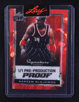 Hakeem Olajuwon 2024 Leaf Metal Signature Series Pre-Production Proof Red Cracked Ice #NNO #1/1 at PristineAuction.com