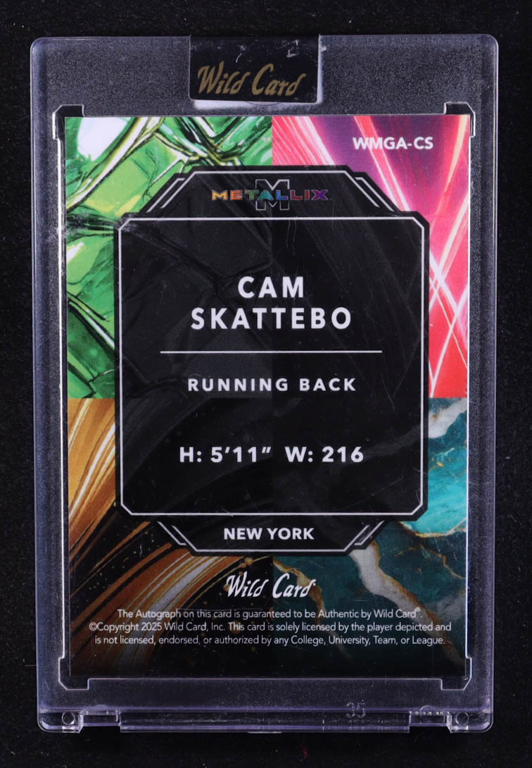 Cam Skattebo 2025 Wild Card Metallix ProLook AutoGlass Silver Kaleidoscope #CS #1/3 RC at PristineAuction.com Cam Skattebo 2025 Wild Card Metallix ProLook AutoGlass Silver Kaleidoscope #CS #1/3 RC at PristineAuction.com