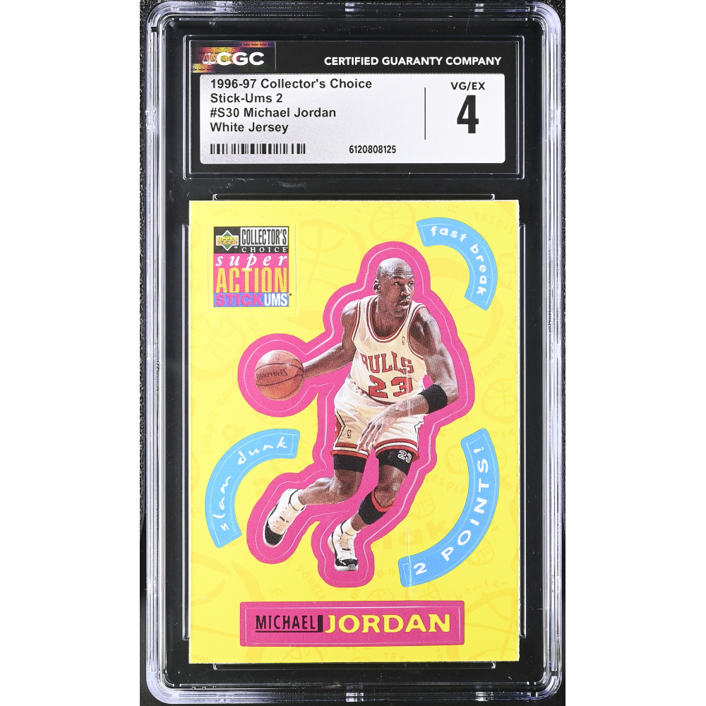 Michael Jordan 1996-97 Collector's Choice Stick-Ums 2 White Jersey #S30 (CGC 4) at PristineAuction.com
