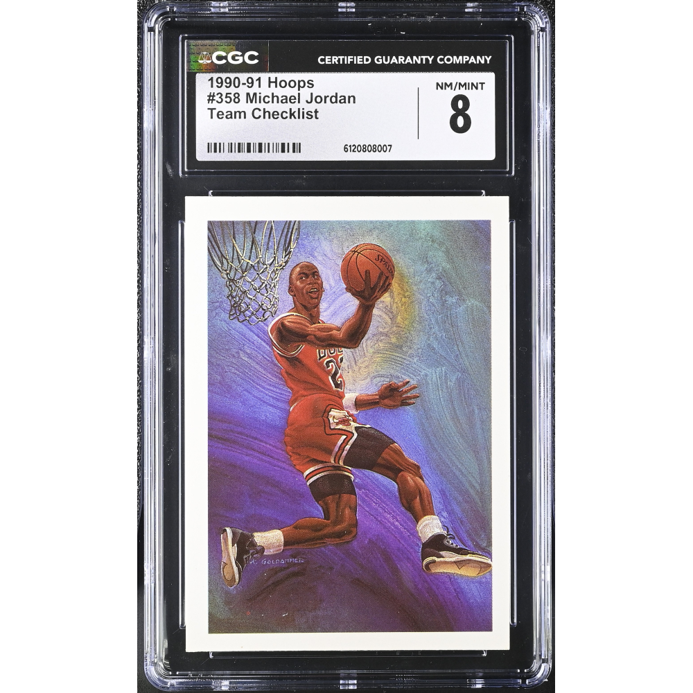 Michael Jordan 1990-91 Hoops Team Checklist #358 (CGC 8) at PristineAuction.com