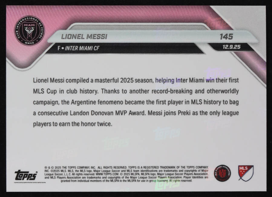Lionel Messi 2025 Topps NOW MLS #145 at PristineAuction.com Lionel Messi 2025 Topps NOW MLS #145 at PristineAuction.com