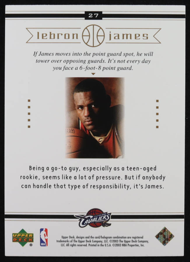 LeBron James 2003 Upper Deck LeBron James Box Set Tall Task #27 RC at PristineAuction.com LeBron James 2003 Upper Deck LeBron James Box Set Tall Task #27 RC at PristineAuction.com