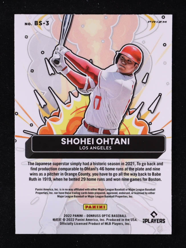 Shohei Ohtani 2022 Panini Donruss Bomb Squad! #BS-3 at PristineAuction.com Shohei Ohtani 2022 Panini Donruss Bomb Squad! #BS-3 at PristineAuction.com
