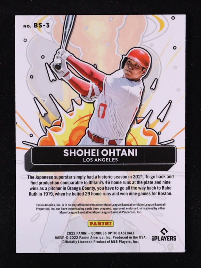 Shohei Ohtani 2022 Panini Donruss Bomb Squad! #BS-3 at PristineAuction.com Shohei Ohtani 2022 Panini Donruss Bomb Squad! #BS-3 at PristineAuction.com