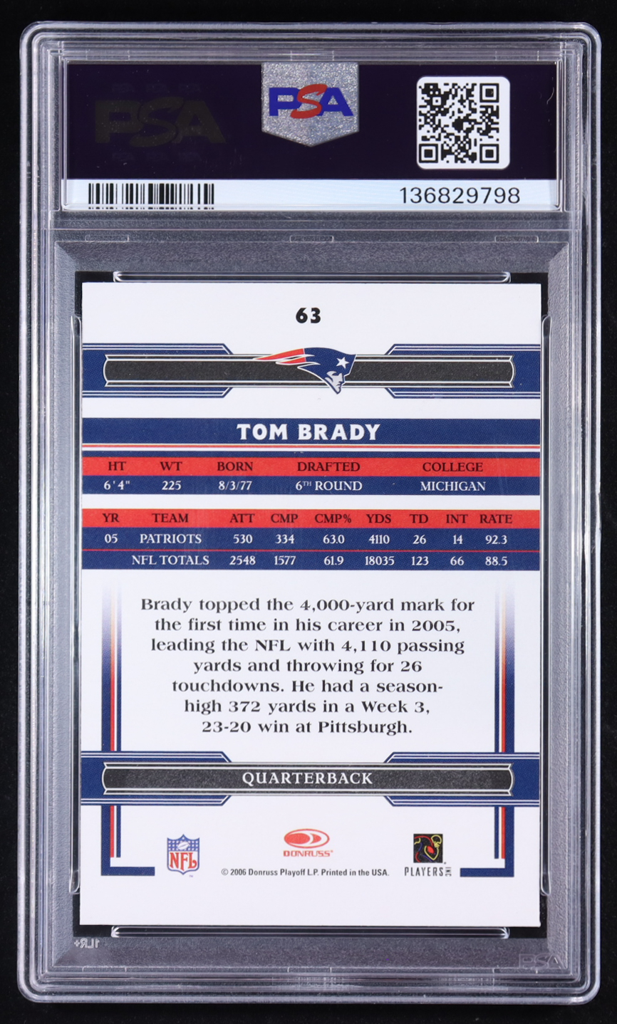 Tom Brady 2006 Donruss Threads #63 (PSA 9) at PristineAuction.com Tom Brady 2006 Donruss Threads #63 (PSA 9) at PristineAuction.com