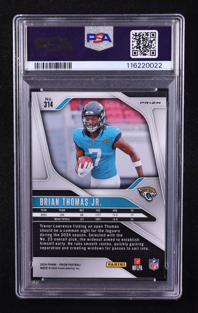 Brian Thomas Jr. 2024 Panini Prizm Prizms Green Wave #314 RC (PSA 9) at PristineAuction.com Brian Thomas Jr. 2024 Panini Prizm Prizms Green Wave #314 RC (PSA 9) at PristineAuction.com