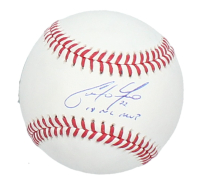 Christian Yelich Signed OML Baseball Inscribed "18 NL MVP" (Fanatics & MLB) at PristineAuction.com