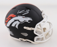 RJ Harvey Signed Broncos Matte Black Alternate Speed Mini Helmet (JSA) at PristineAuction.com