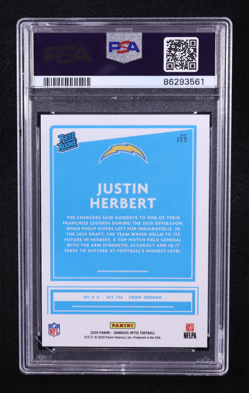 Justin Herbert 2020 Donruss Optic #153 RR RC (PSA 9) at PristineAuction.com Justin Herbert 2020 Donruss Optic #153 RR RC (PSA 9) at PristineAuction.com