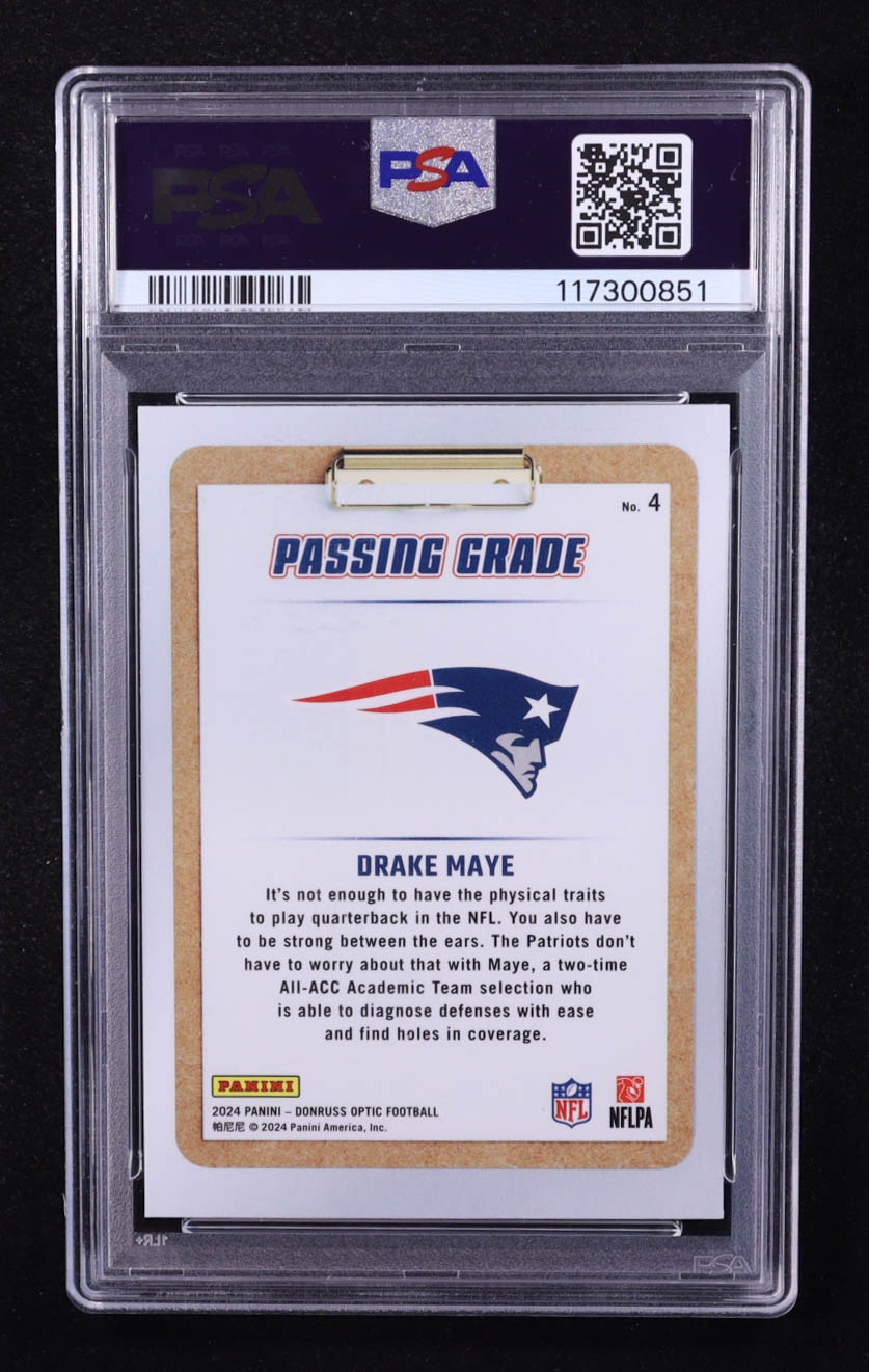Drake Maye 2024 Donruss Optic Passing Grade #4 RC (PSA 9) at PristineAuction.com Drake Maye 2024 Donruss Optic Passing Grade #4 RC (PSA 9) at PristineAuction.com