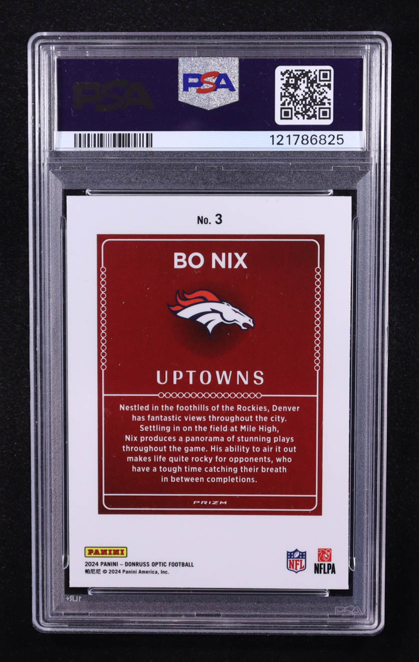 Bo Nix 2024 Donruss Optic Uptowns #3 RC (PSA 9) at PristineAuction.com Bo Nix 2024 Donruss Optic Uptowns #3 RC (PSA 9) at PristineAuction.com