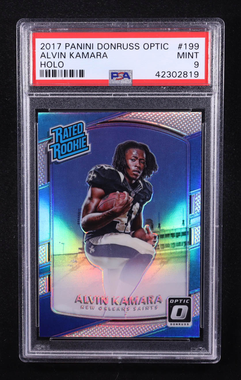 Alvin Kamara 2017 Donruss Optic Holo #199 RR RC (PSA 9) at PristineAuction.com Alvin Kamara 2017 Donruss Optic Holo #199 RR RC (PSA 9) at PristineAuction.com