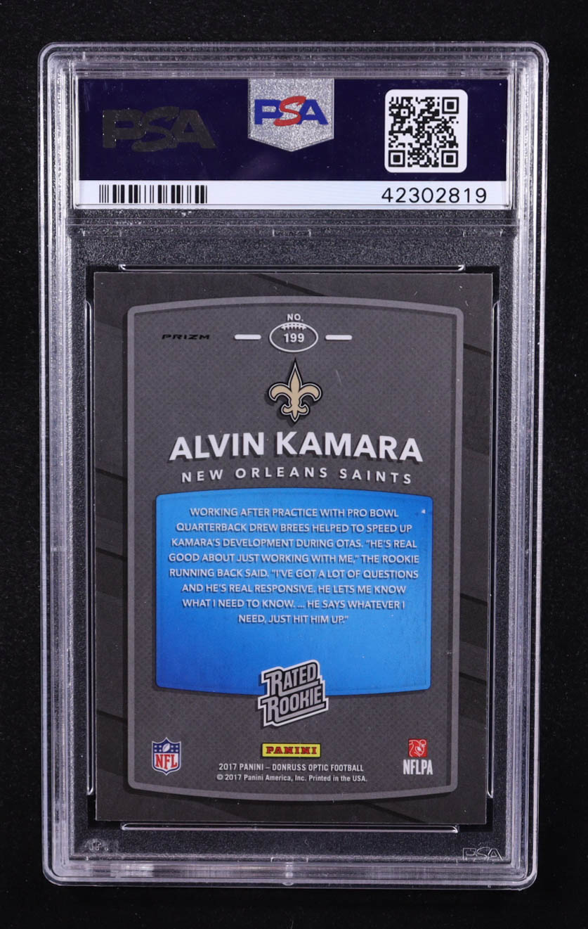 Alvin Kamara 2017 Donruss Optic Holo #199 RR RC (PSA 9) at PristineAuction.com Alvin Kamara 2017 Donruss Optic Holo #199 RR RC (PSA 9) at PristineAuction.com