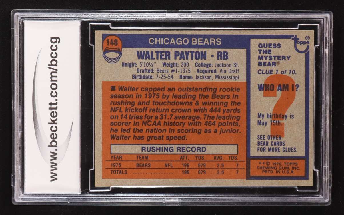 Walter Payton 1976 Topps #148 RC (BCCG 9) at PristineAuction.com Walter Payton 1976 Topps #148 RC (BCCG 9) at PristineAuction.com